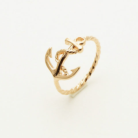 Rose Gold Nautical Anchor Ring