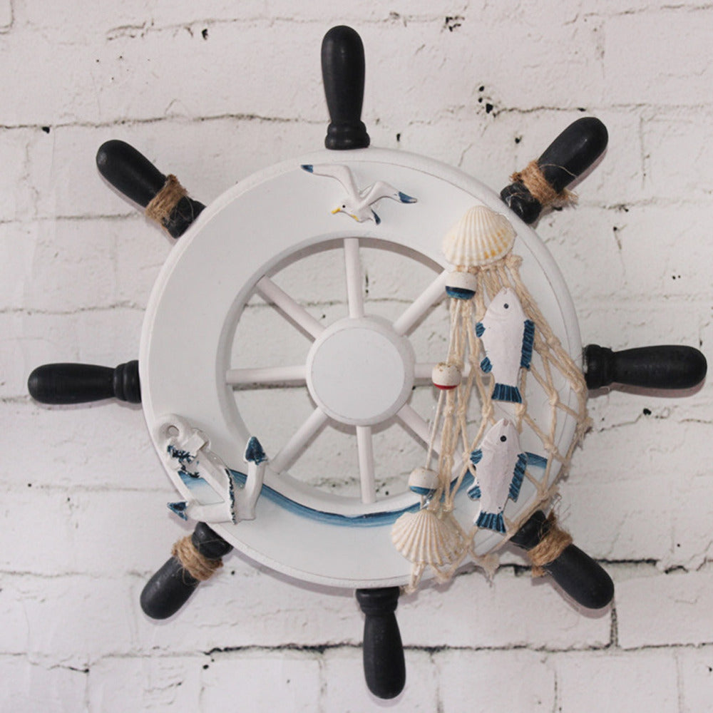 Nautical Steering Wheel Fishing Net Wall Decoration