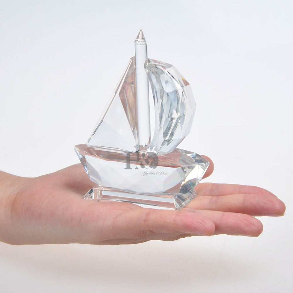 Crystal Sail Boat Figurine