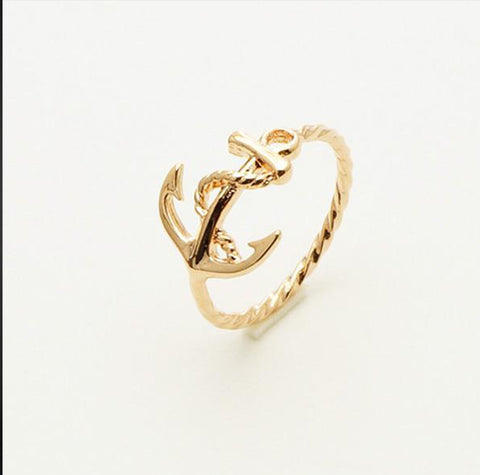 Rose Gold Nautical Anchor Ring