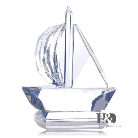 Crystal Sail Boat Figurine